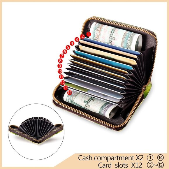 Credit Card Holder RFID Wallet, Small Card Holder Wallet for Women with Keychain - Picture 3 of 6